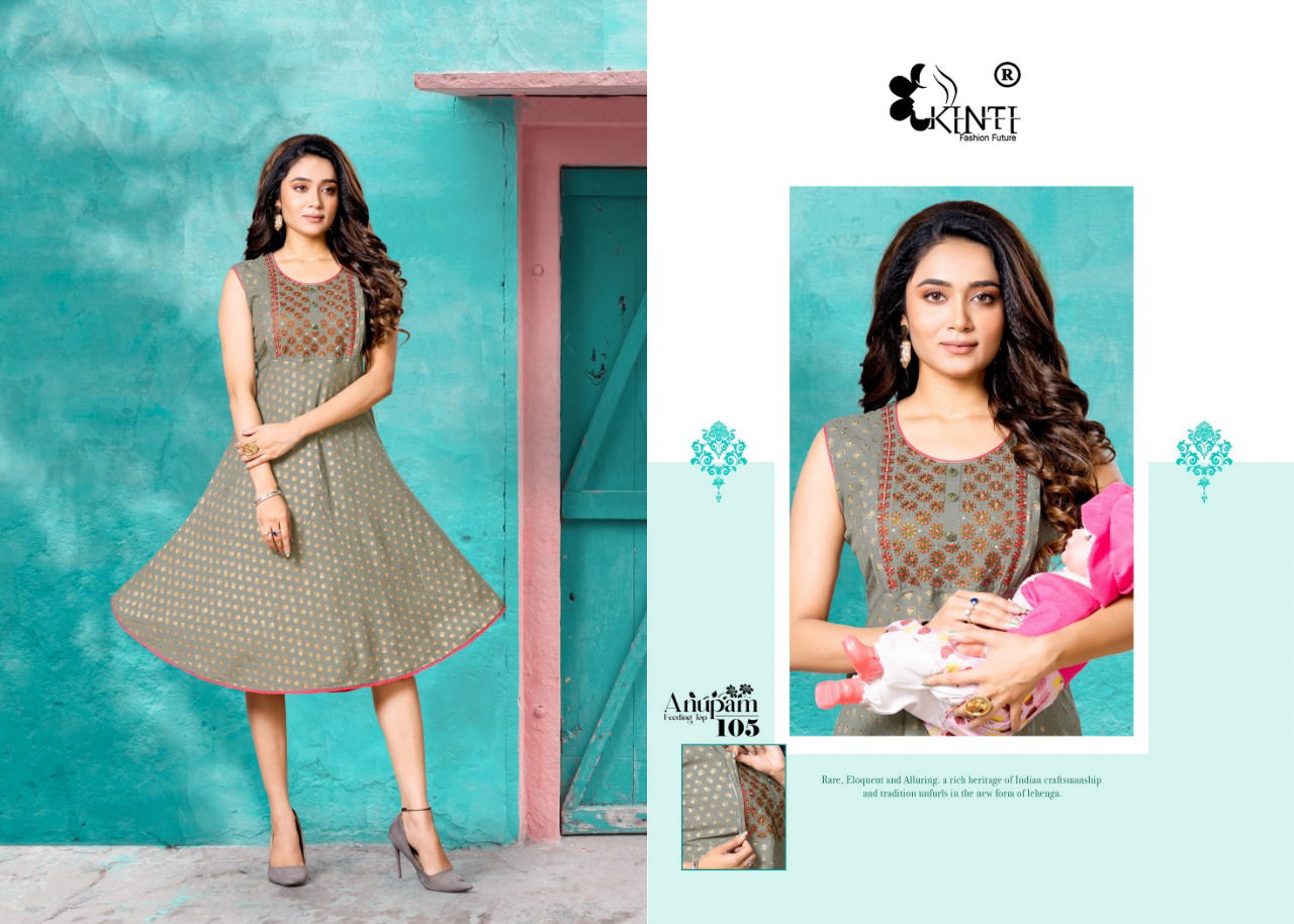 Kinti Anupam 101 Embroidery Heavy Rayon Daily Wear Kurti Collection